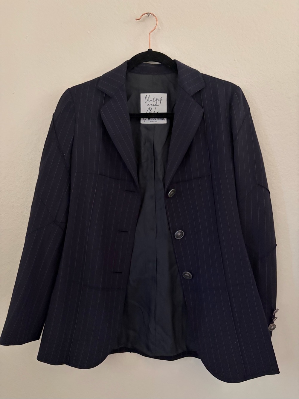 Moschino Blazer Navy with Thin White Stripes